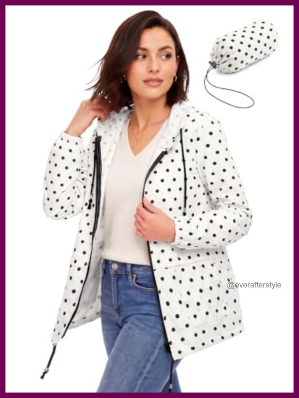 Women's Lightweight Packable Hooded Rain Jacket Water Resistant